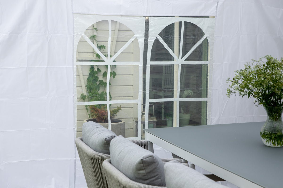 Pavillon de jardin Oasis - avec toit blanc et murs en polyester