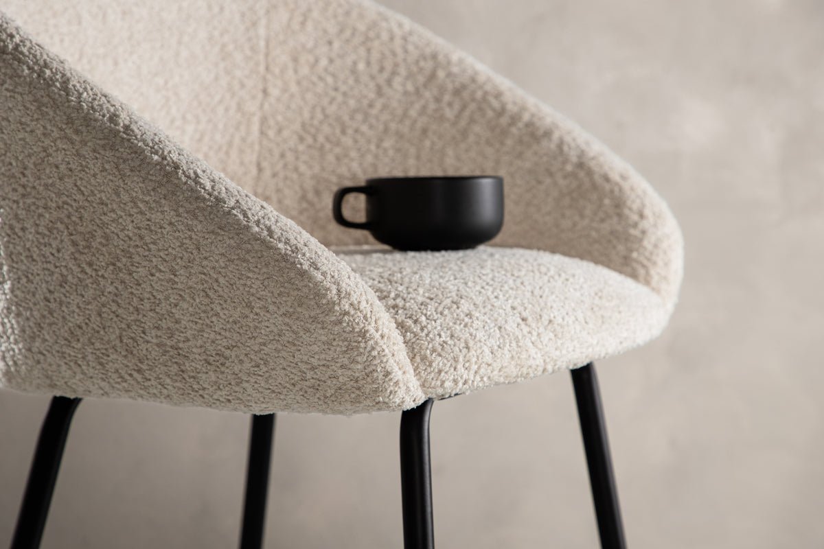 2er Set - Barhocker Briska mat Sëtz aus wäissem Teddyfell