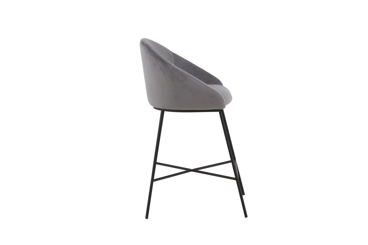 Bar stool Viola - made of metal with dark gray velvet upholstery