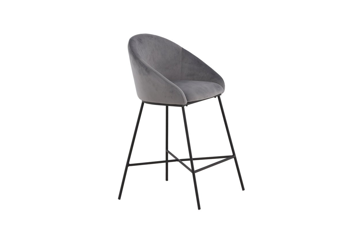 Bar stool Viola - made of metal with dark gray velvet upholstery