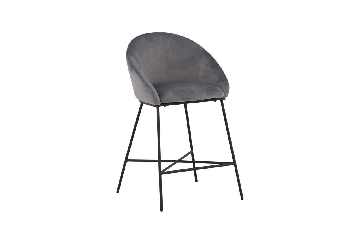 Bar stool Viola - made of metal with dark gray velvet upholstery