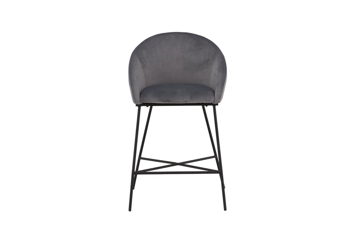 Bar stool Viola - made of metal with dark gray velvet upholstery