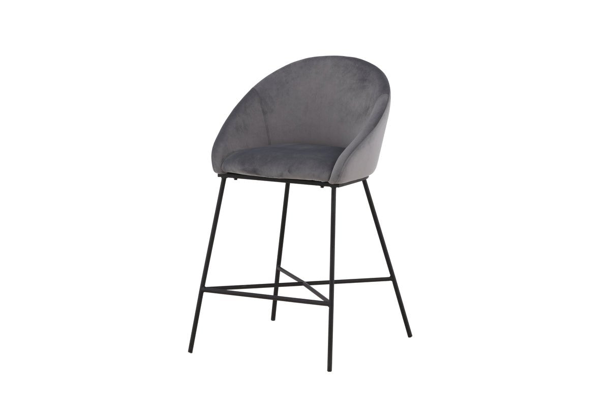 Bar stool Viola - made of metal with dark gray velvet upholstery