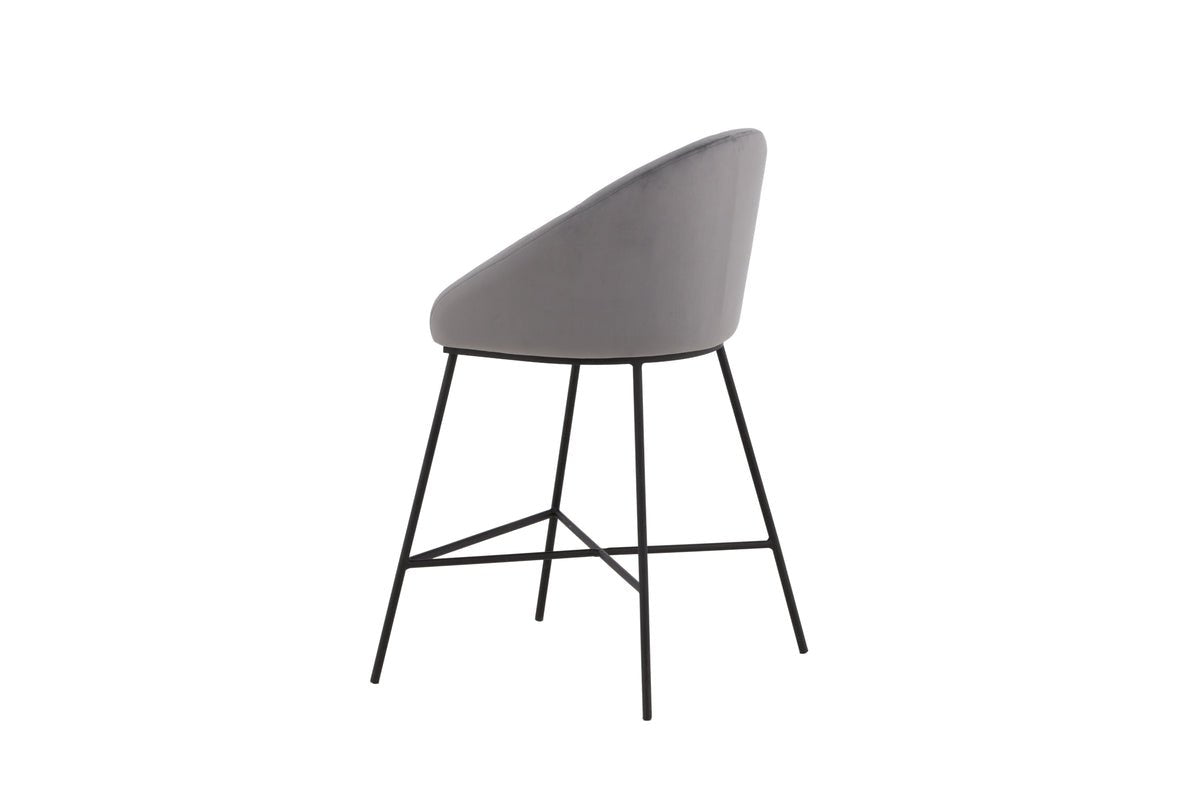 Bar stool Viola - made of metal with dark gray velvet upholstery