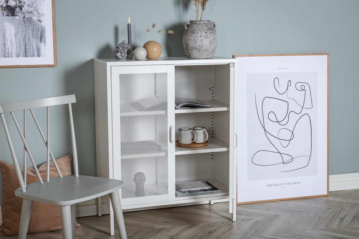 Commode Faylen – Design industriel en Noir, Blanc & Gris