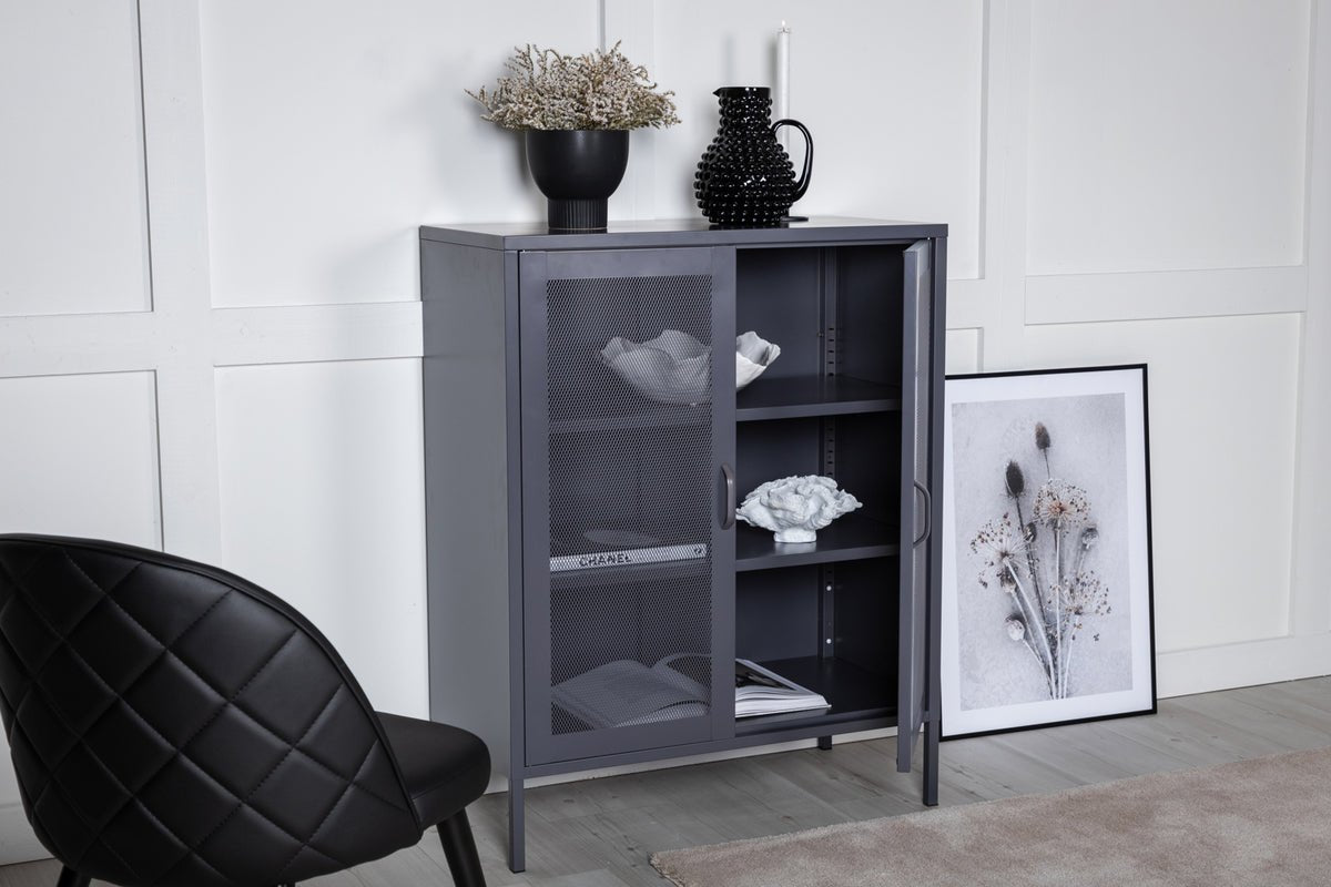 Commode Faylen – Design industriel en Noir, Blanc & Gris