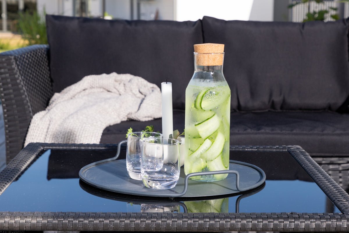 Ensemble lounge de jardin Komfi - au choix avec coussins noirs ou blancs