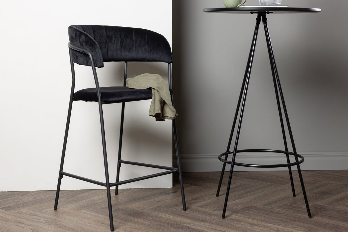 2-piece set - Bar stool Louis with black velvet