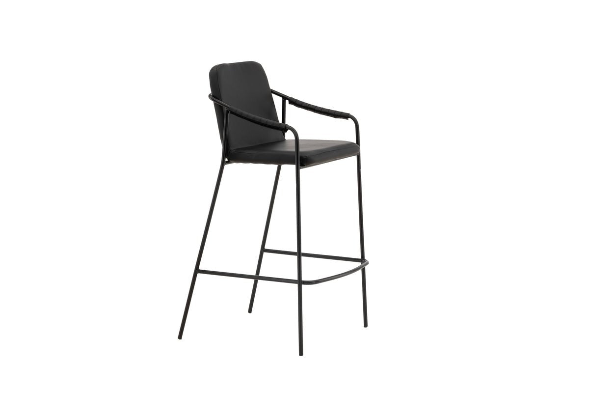 Lot de 2 - Tabourets de bar Vita en PU noir avec structure en acier