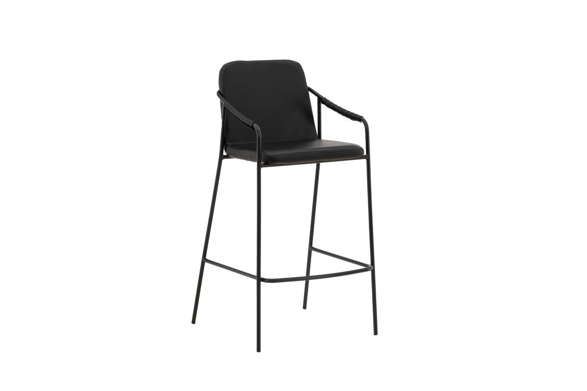 Lot de 2 - Tabourets de bar Vita en PU noir avec structure en acier