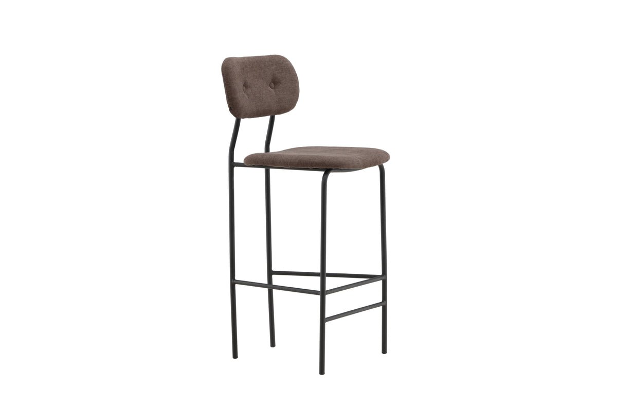 Ensemble de 2 tabourets de bar Leyla noir revêtu avec assise marron