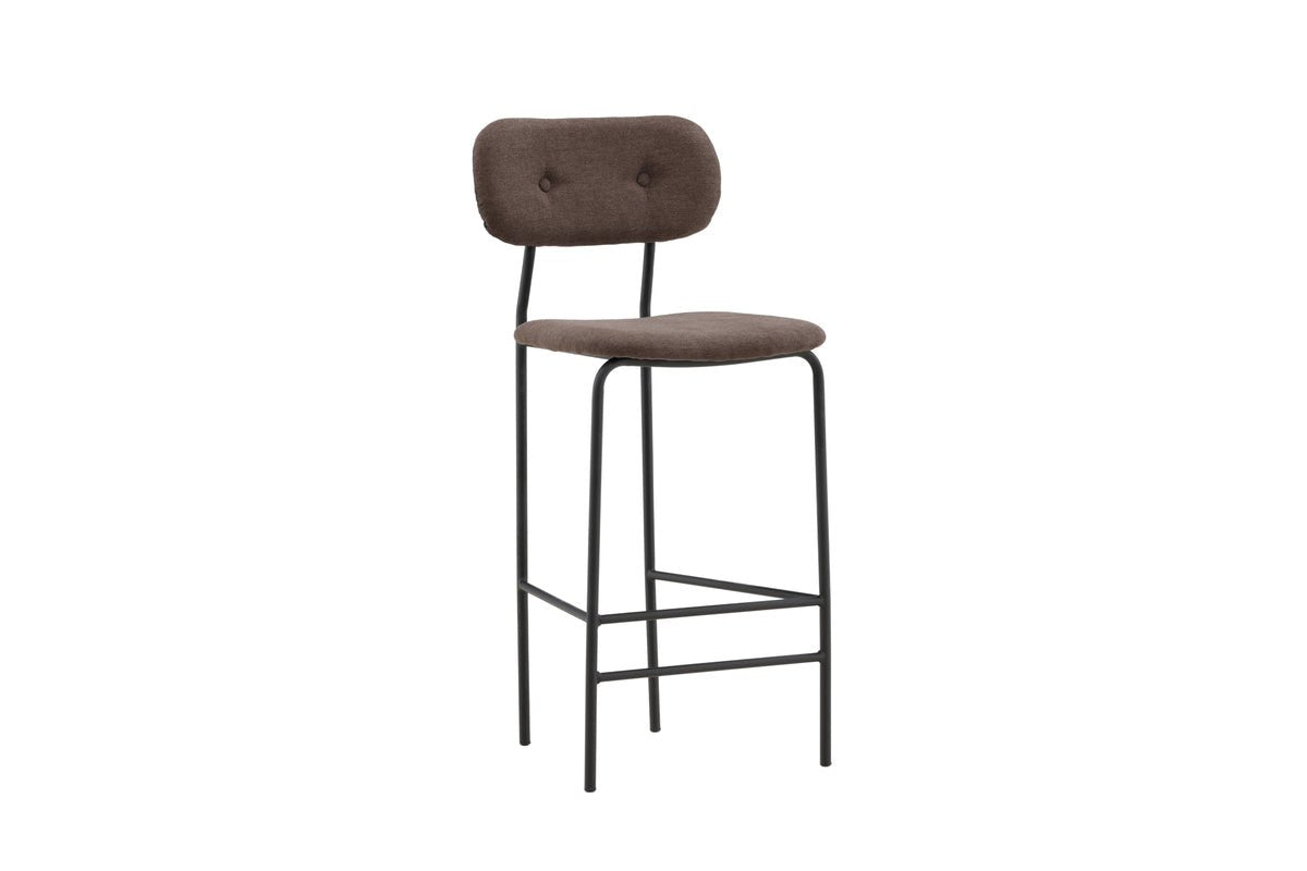 Ensemble de 2 tabourets de bar Leyla noir revêtu avec assise marron