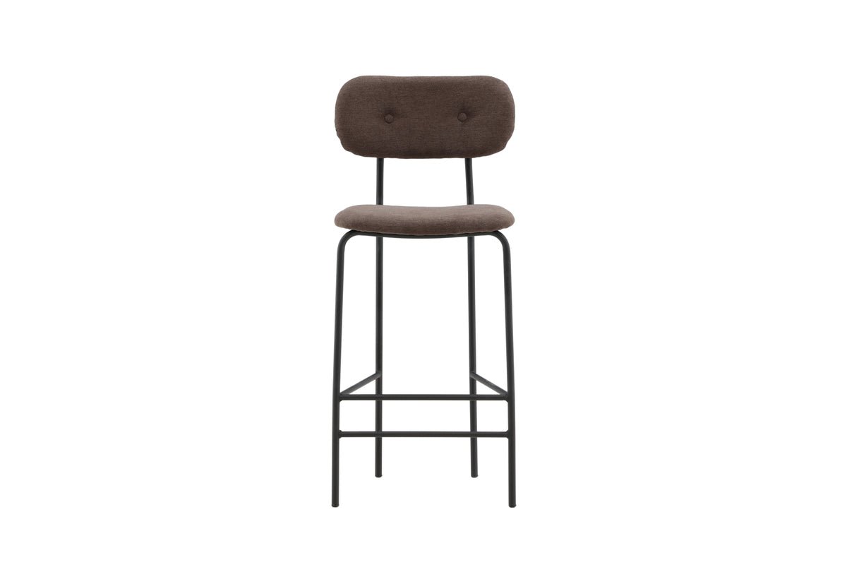 Ensemble de 2 tabourets de bar Leyla noir revêtu avec assise marron
