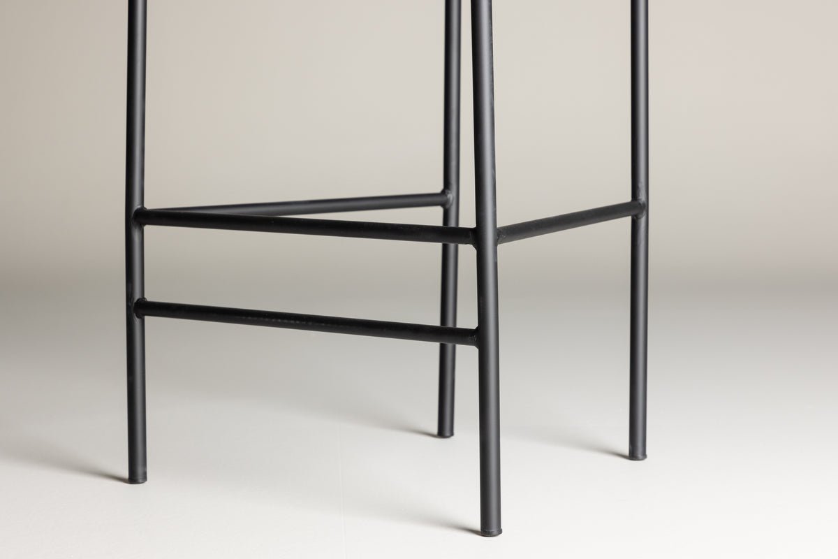 Ensemble de 2 tabourets de bar Leyla noir revêtu avec assise marron