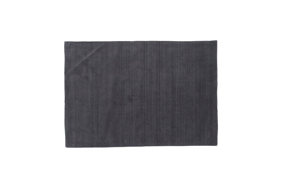 Tapis Nivaro – Velours ras en gris foncé en laine et polyester