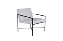 Fauteuil design Lundra – Chaise rembourrée en blanc cassé avec structure métallique noire