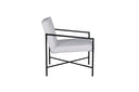 Fauteuil design Lundra – Chaise rembourrée en blanc cassé avec structure métallique noire