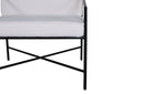 Fauteuil design Lundra – Chaise rembourrée en blanc cassé avec structure métallique noire