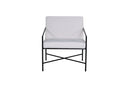 Fauteuil design Lundra – Chaise rembourrée en blanc cassé avec structure métallique noire