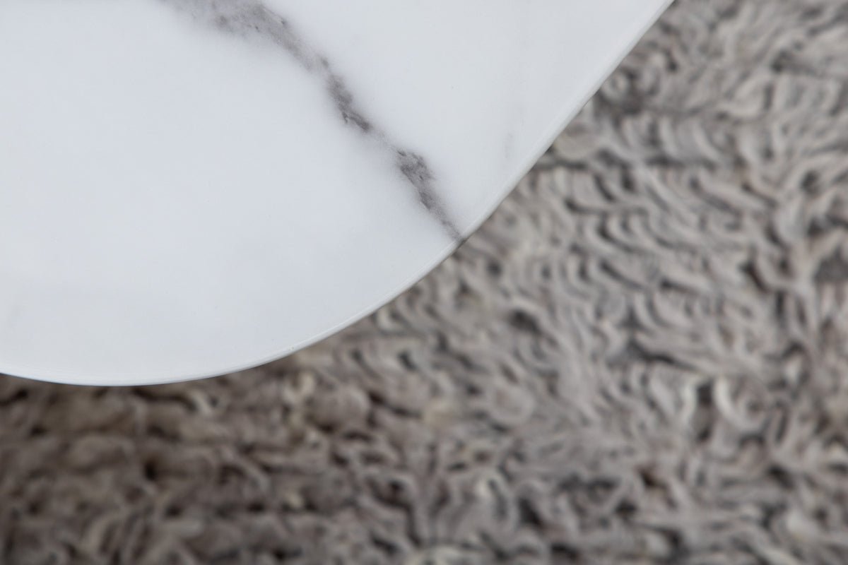 Couchtisch Tango - mat Dëschplack aus Marmorglas