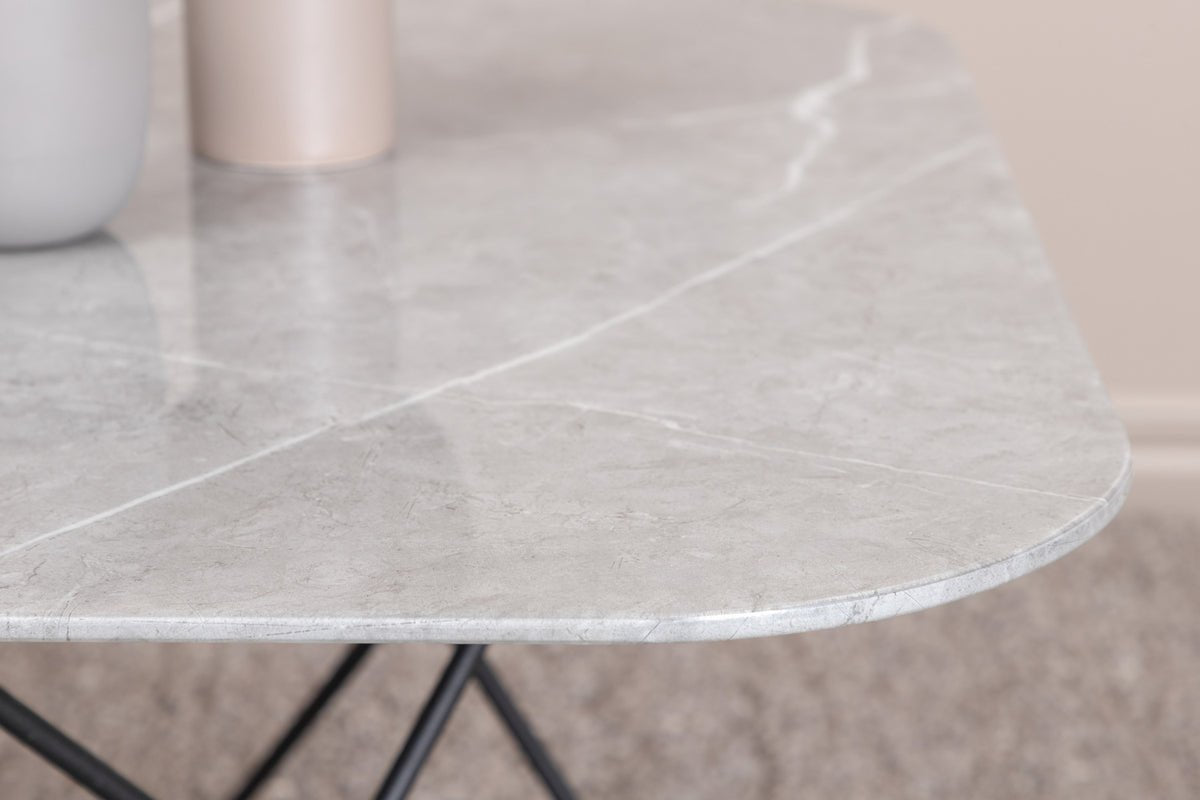 Couchtisch Tango - mat Dëschplack aus Marmorglas