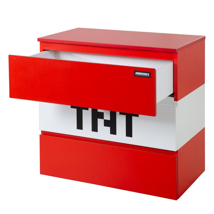 Minecraft Kommode „TNT Box“ – mat LED-Beliichtung & 3 Schubladen