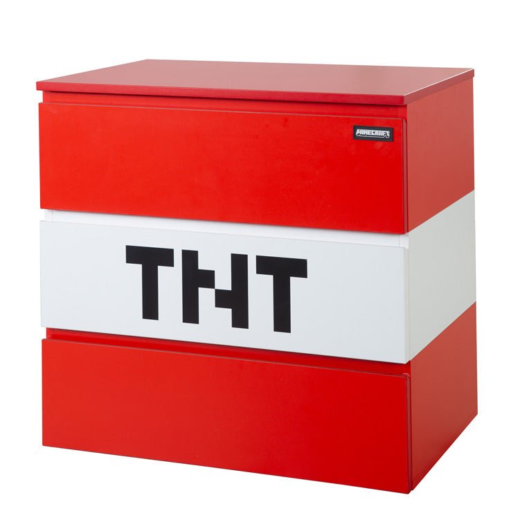 Minecraft Kommode „TNT Box“ – mat LED-Beliichtung & 3 Schubladen