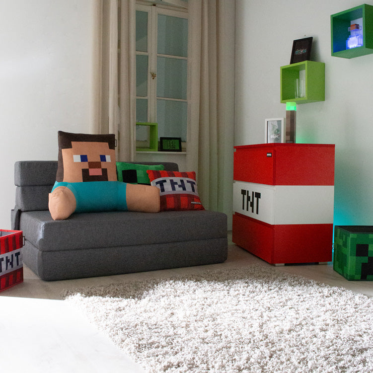 Minecraft canapé-lit « SleepCube » – dépliable et adapté au lit d'enfant