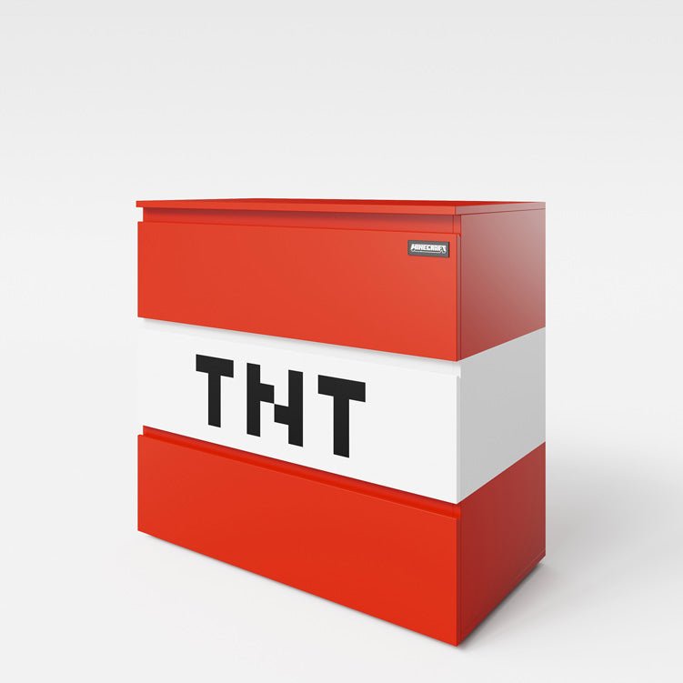 Minecraft Kommode „TNT Box“ – mat LED-Beliichtung & 3 Schubladen
