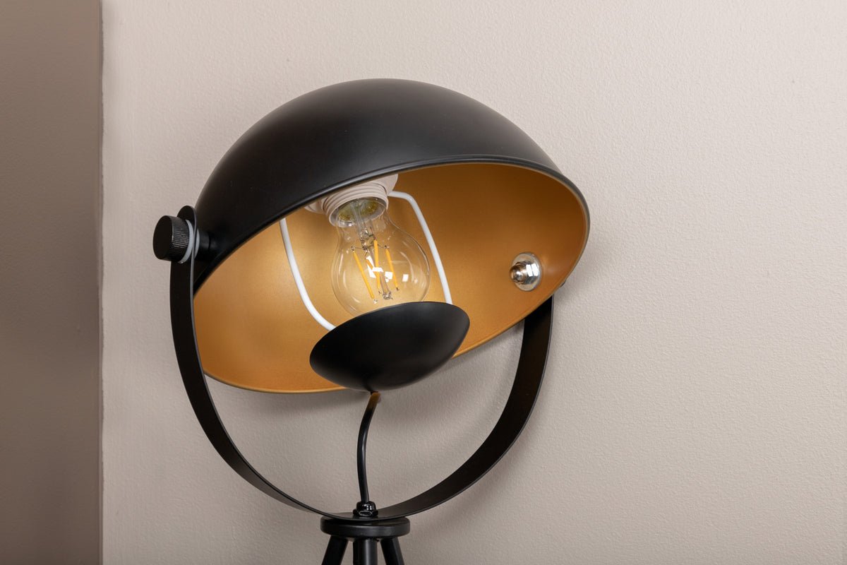 Tischlampe „California“ – Schwarze Leuchte mit goldenen Details