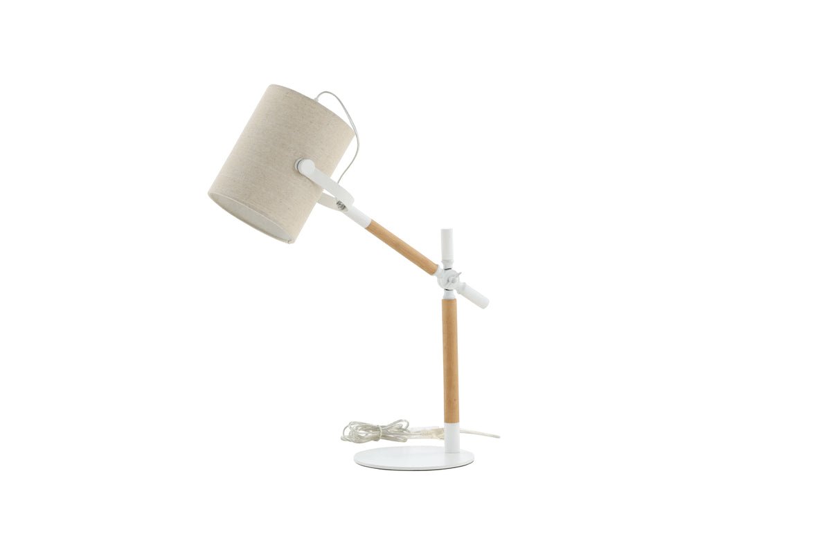 Table lamp "Laura" – combination of White and wood details, as well as swivelable