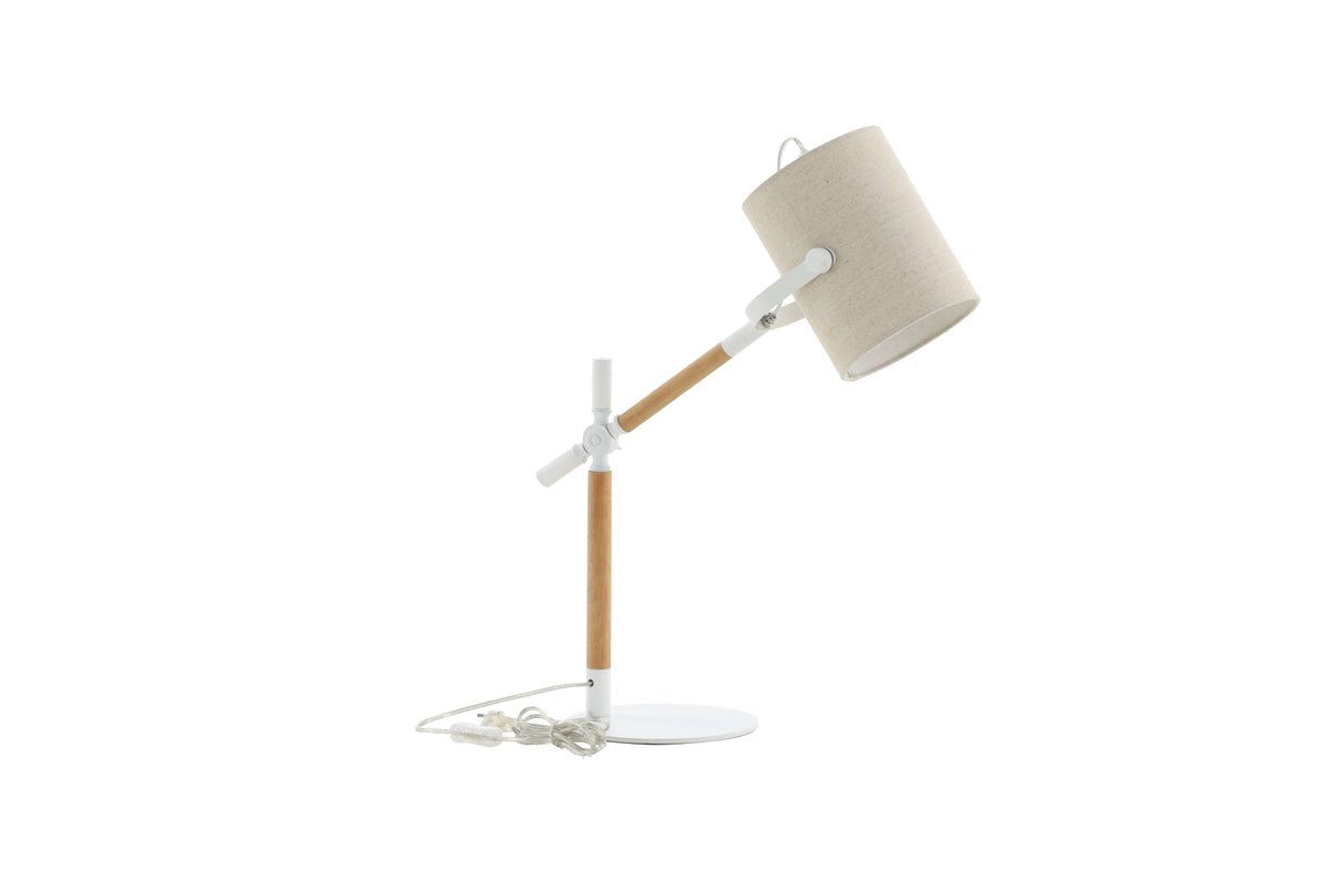 Table lamp "Laura" – combination of White and wood details, as well as swivelable