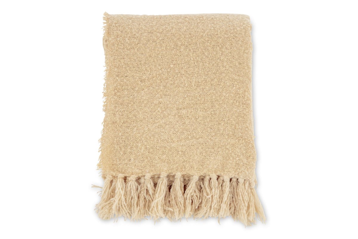 Tagesdecke „Stanley Sand“ – 170×130 cm mit Struktur & Fransen