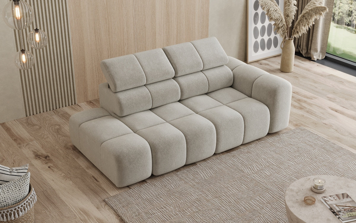 Designer 3-Seater Sofa with Chaise Longue Mia in Chenille