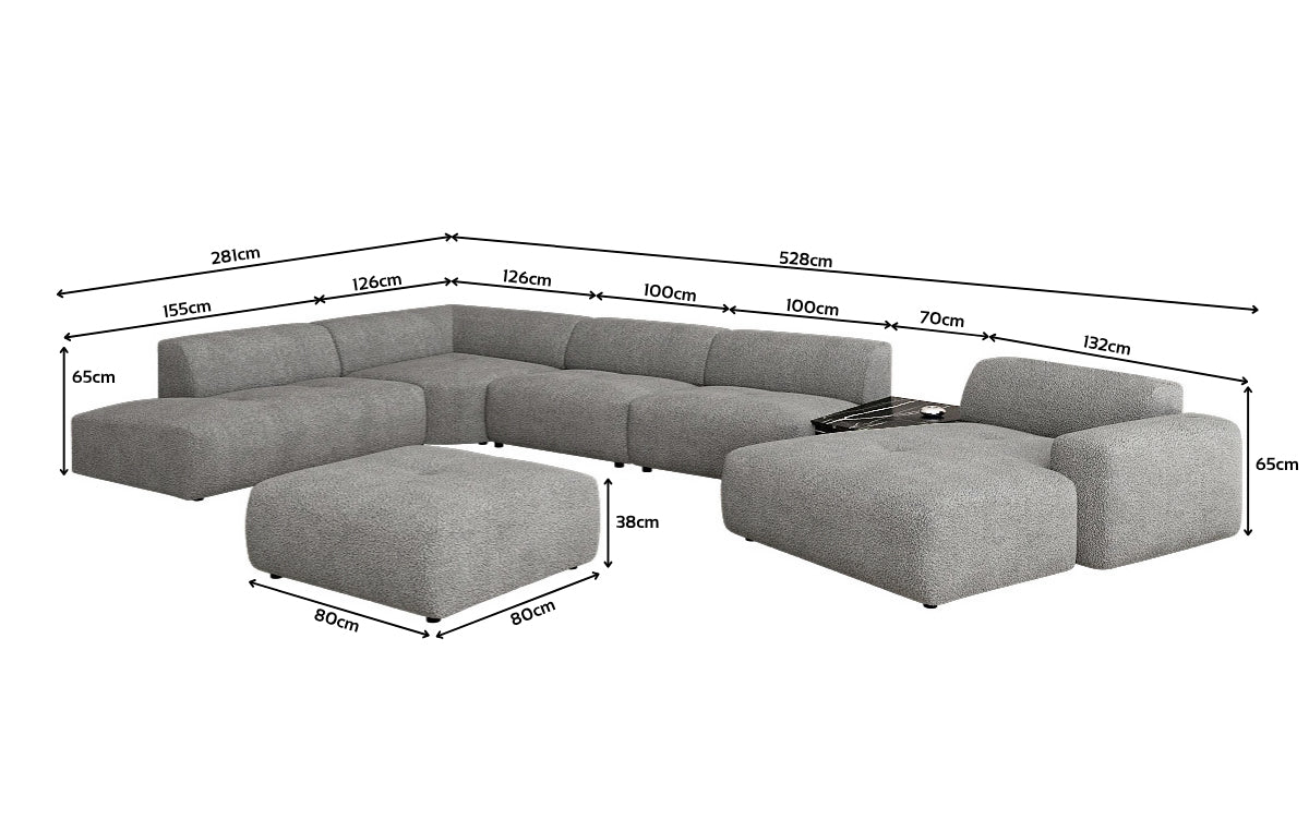 Designer Wunnlandschaft Calm mat Beistellhocker a Bouclé