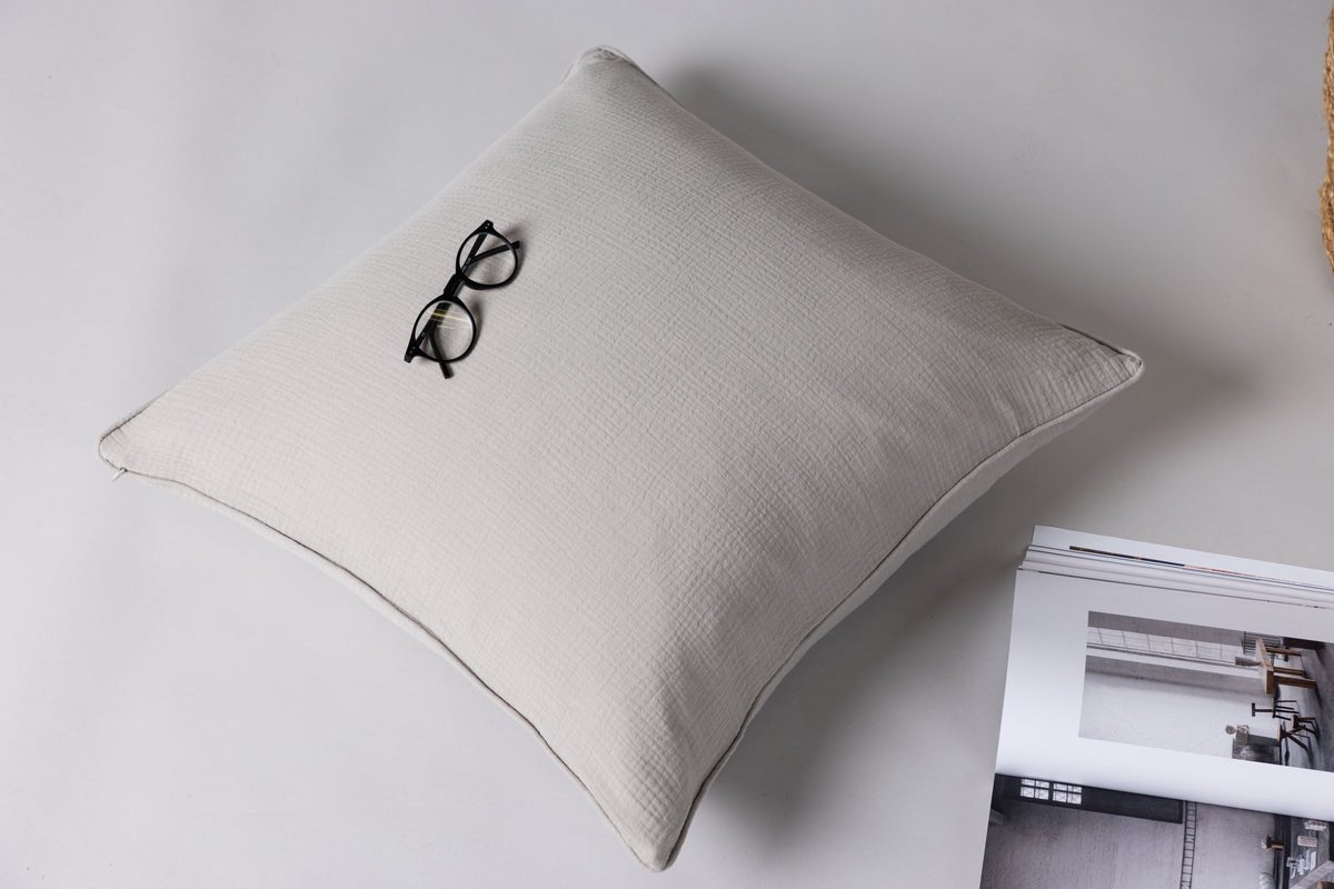 Pillowcase Moments - 60x60 cm in Beige and Gray made of 100% cotton