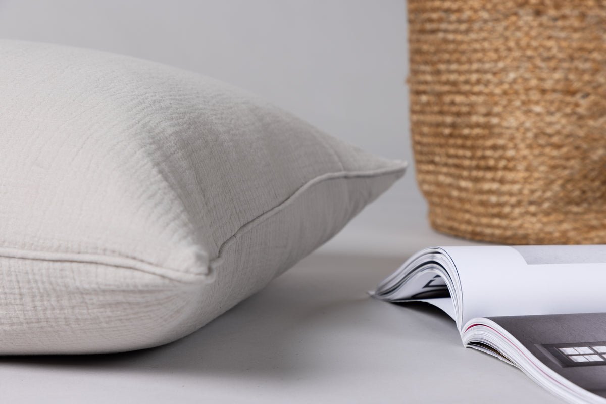 Pillowcase Moments - 60x60 cm in Beige and Gray made of 100% cotton