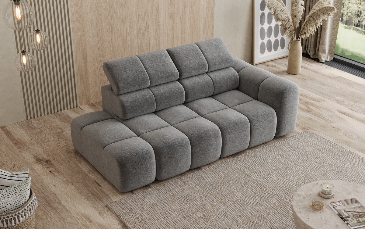 Designer 3-Seater Sofa with Chaise Longue Mia in Chenille