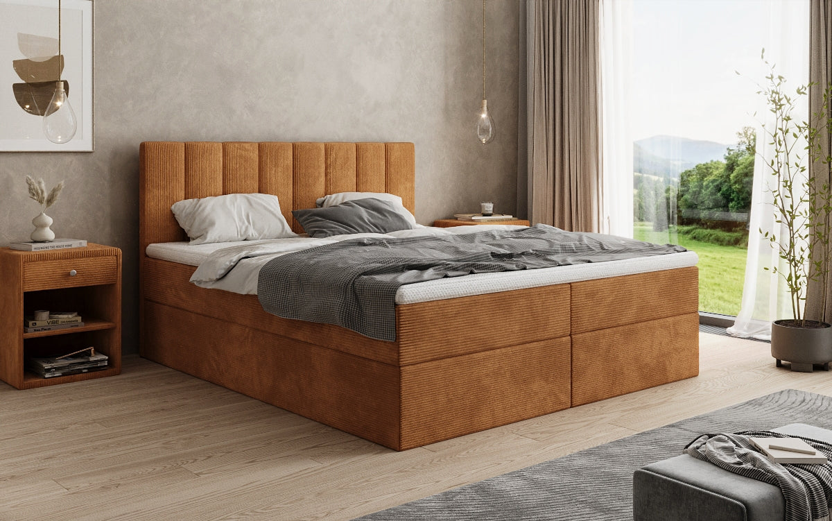 Sofia box spring bed in Corduroy with storage