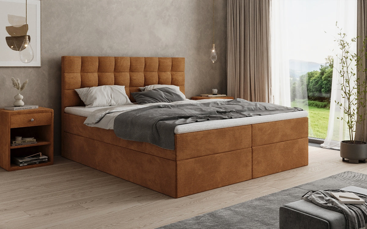 Boxspringbett Como an Cord mat Stauraum