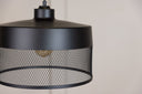 Pendant light Jolina – made of matte black iron with a decorative mesh shade