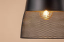 Pendant light Jolina – made of matte black iron with a decorative mesh shade