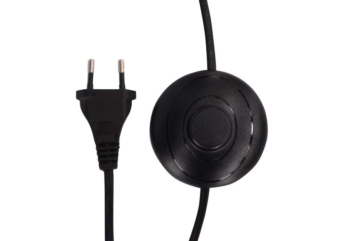 Stehlamp „Eloria“ – Halbkugel-Design an Wäiss & Schwaarz (Héicht 155 cm)