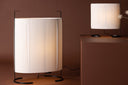 Floor lamp Solva – Tall fabric lamp in Beige with black metal frame (Height 80 cm)