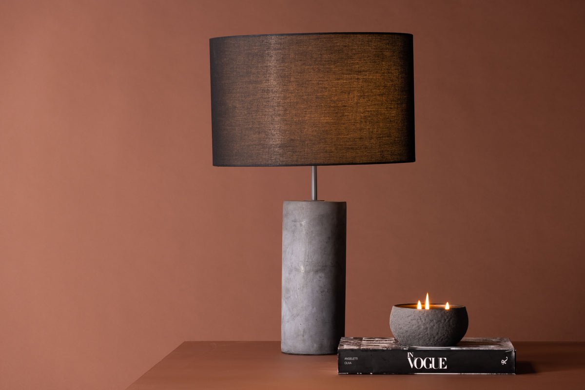 Table lamp "Siv" – concrete base & black fabric shade