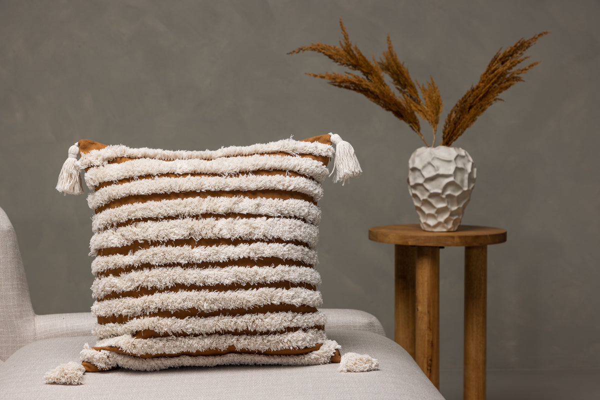 Cushion Cover Estilo - 45x45 cm with White-Brown Pattern