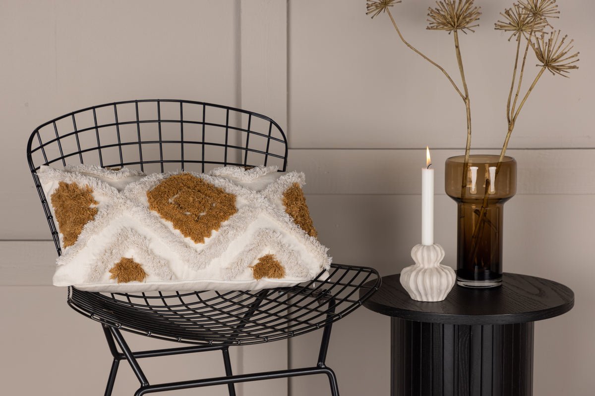 Cushion Cover Cadiz - 50x30 cm with Brown-White Diamond Pattern