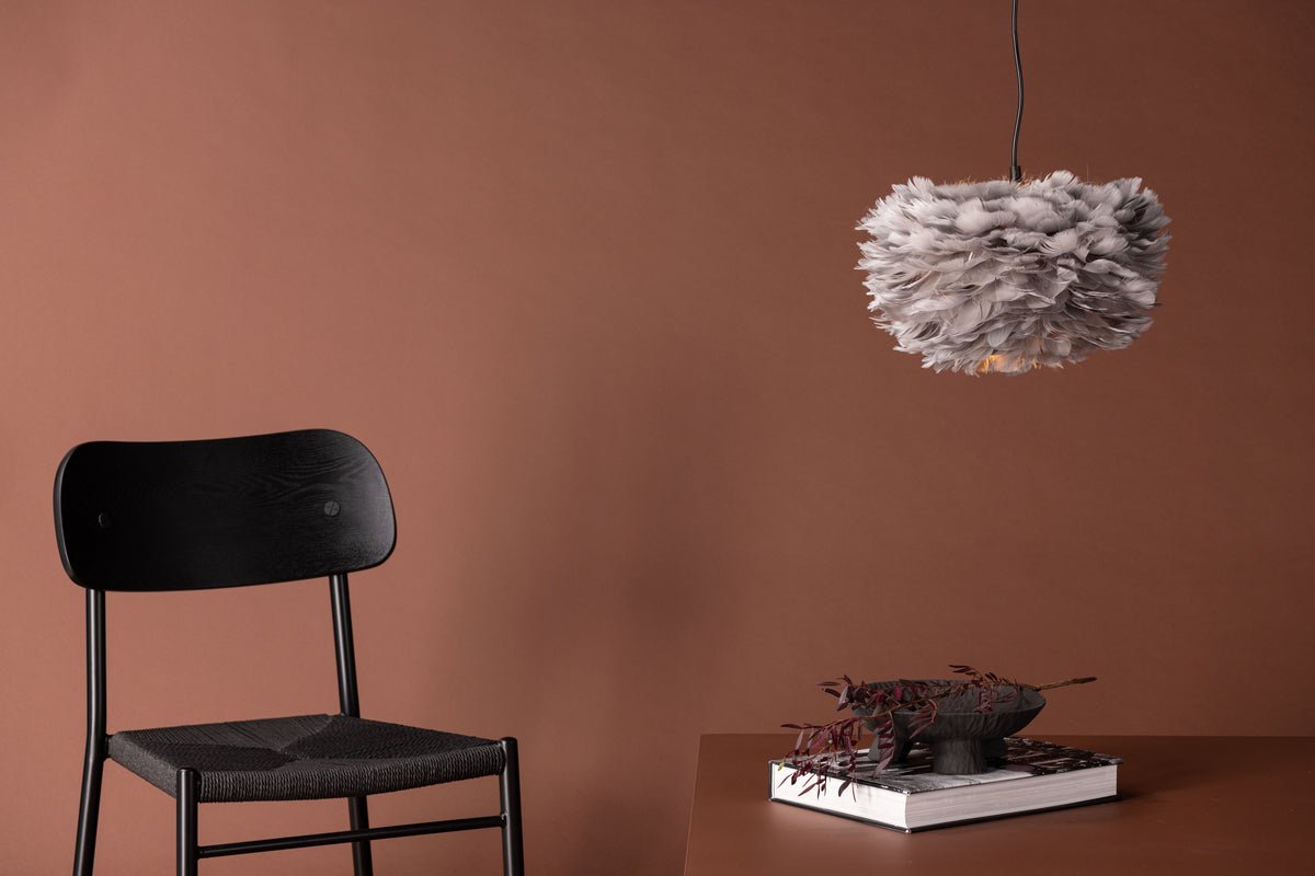 Pendant lamp "Pilanesberg-Grey" – Lampshade made of artificial feathers