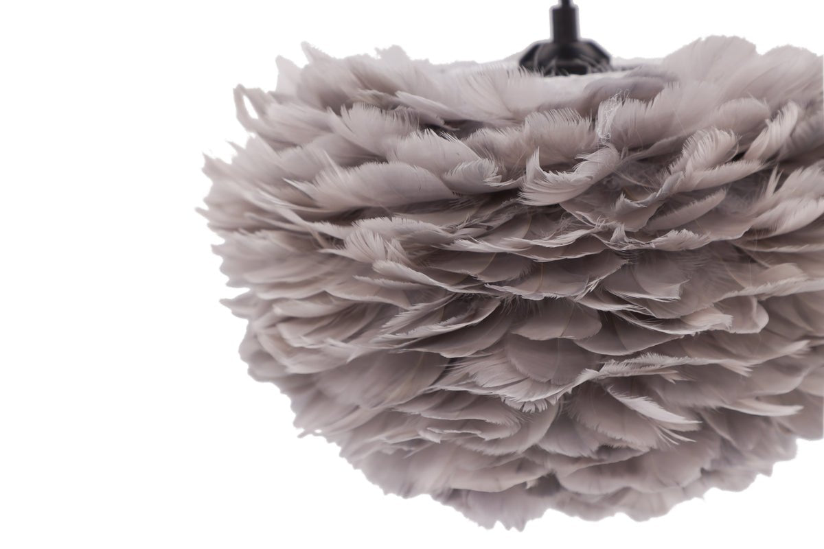 Pendant lamp "Pilanesberg-Grey" – Lampshade made of artificial feathers