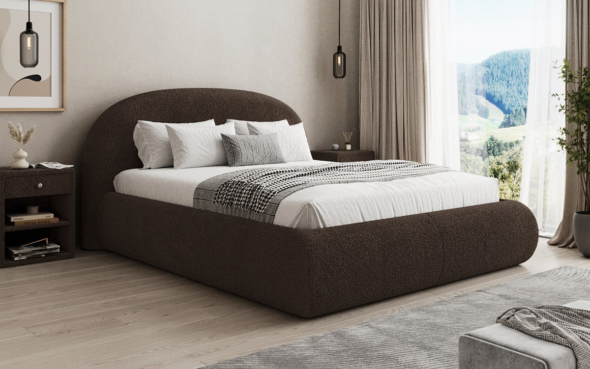 Lit rembourré design Loop en Peluche Bouclé avec espace de rangement